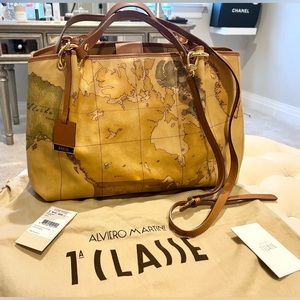 Alviero Martini La Classe Geo-Printed Large Canvas Handbag w/dust bag